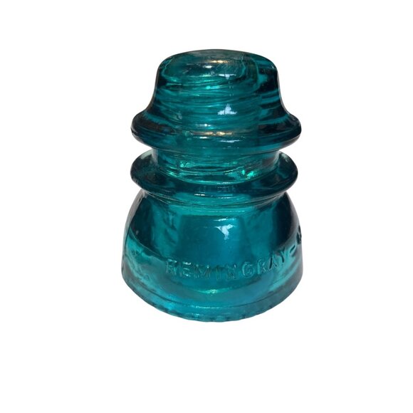 Vintage Set of 2 Hemingray 42 Aqua Blue Glass Insulator USA Primitive - Picture 10 of 10